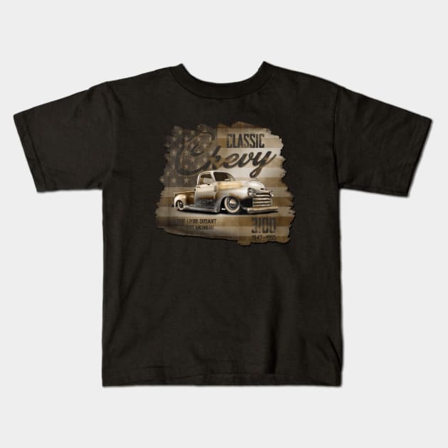 Chevy USA 3100 Kids T-Shirt by hardtbonez